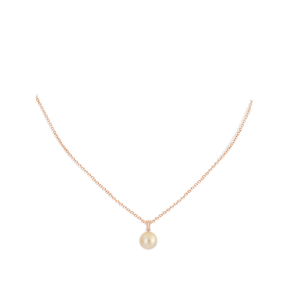 9mm AA Golden South Sea Pearl Ornate Bale Pendant in Rose Gold pen