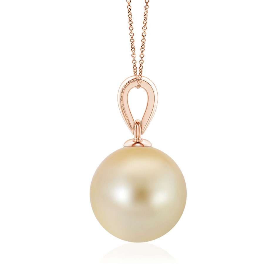 9mm AAA Golden South Sea Pearl Ornate Bale Pendant in 18K Rose Gold side 199