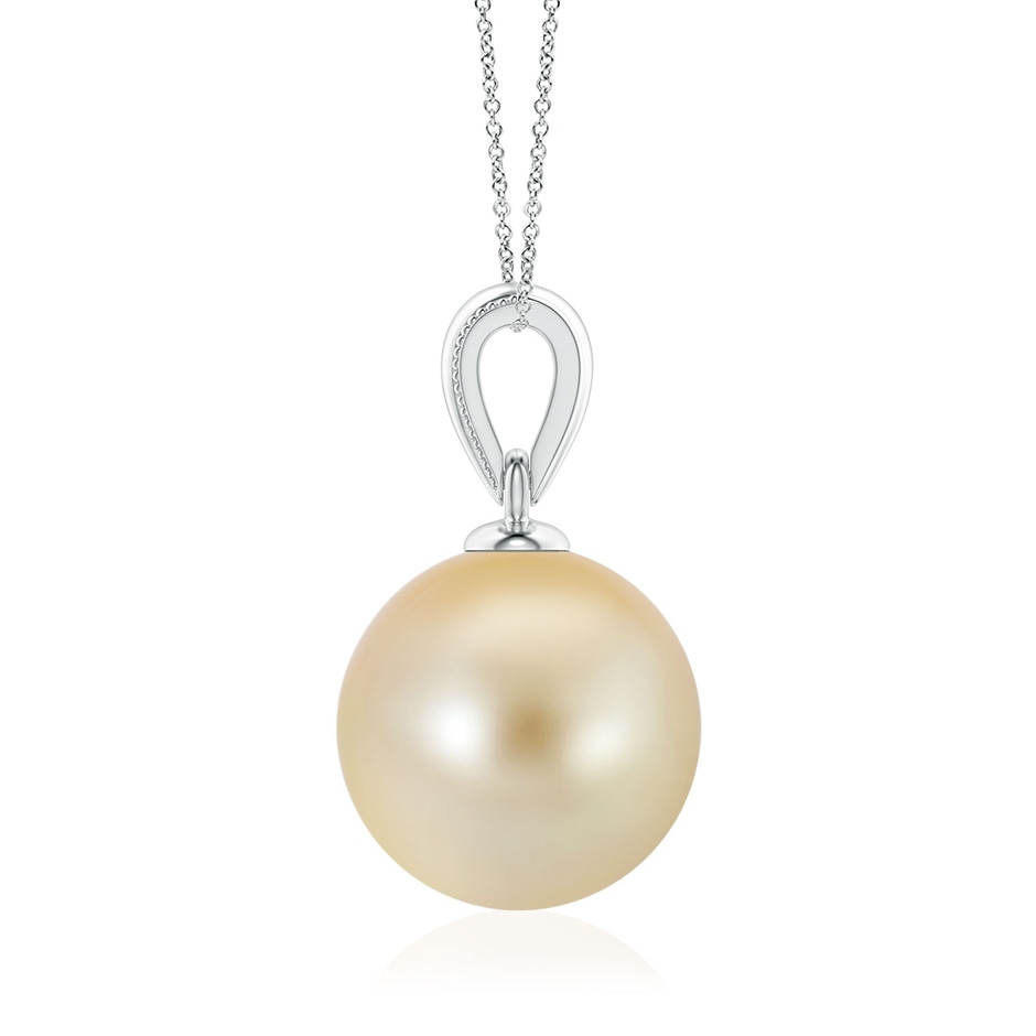 9mm AAA Golden South Sea Pearl Ornate Bale Pendant in P950 Platinum side 199