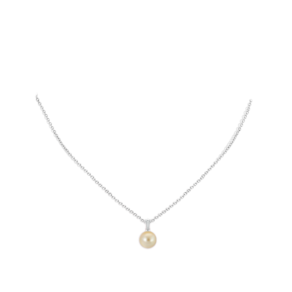 9mm AAA Golden South Sea Pearl Ornate Bale Pendant in P950 Platinum pen