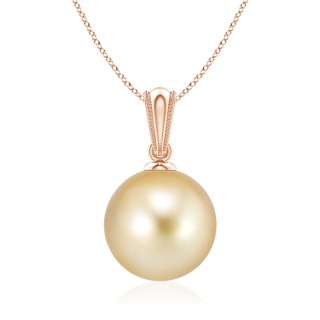 9mm AAAA Golden South Sea Pearl Ornate Bale Pendant in Rose Gold