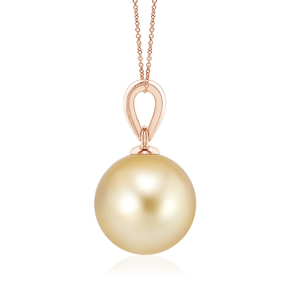 9mm AAAA Golden South Sea Pearl Ornate Bale Pendant in Rose Gold side 199