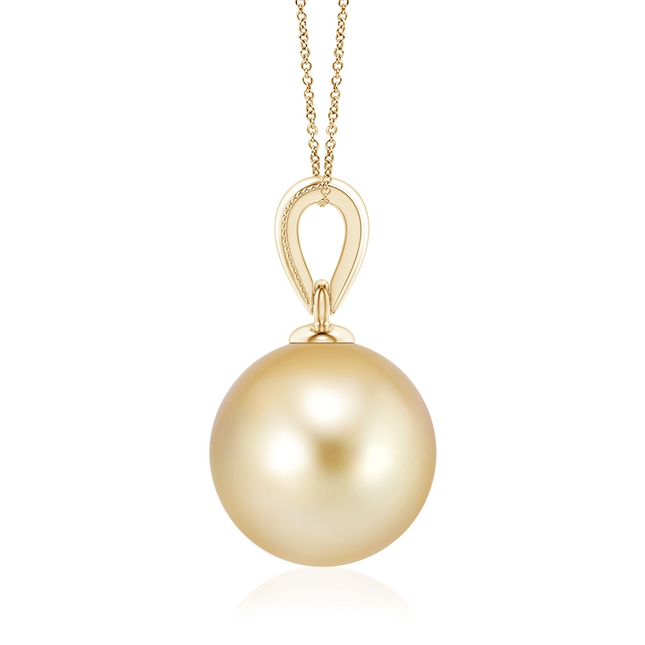 9mm AAAA Golden South Sea Pearl Ornate Bale Pendant in Yellow Gold side 199