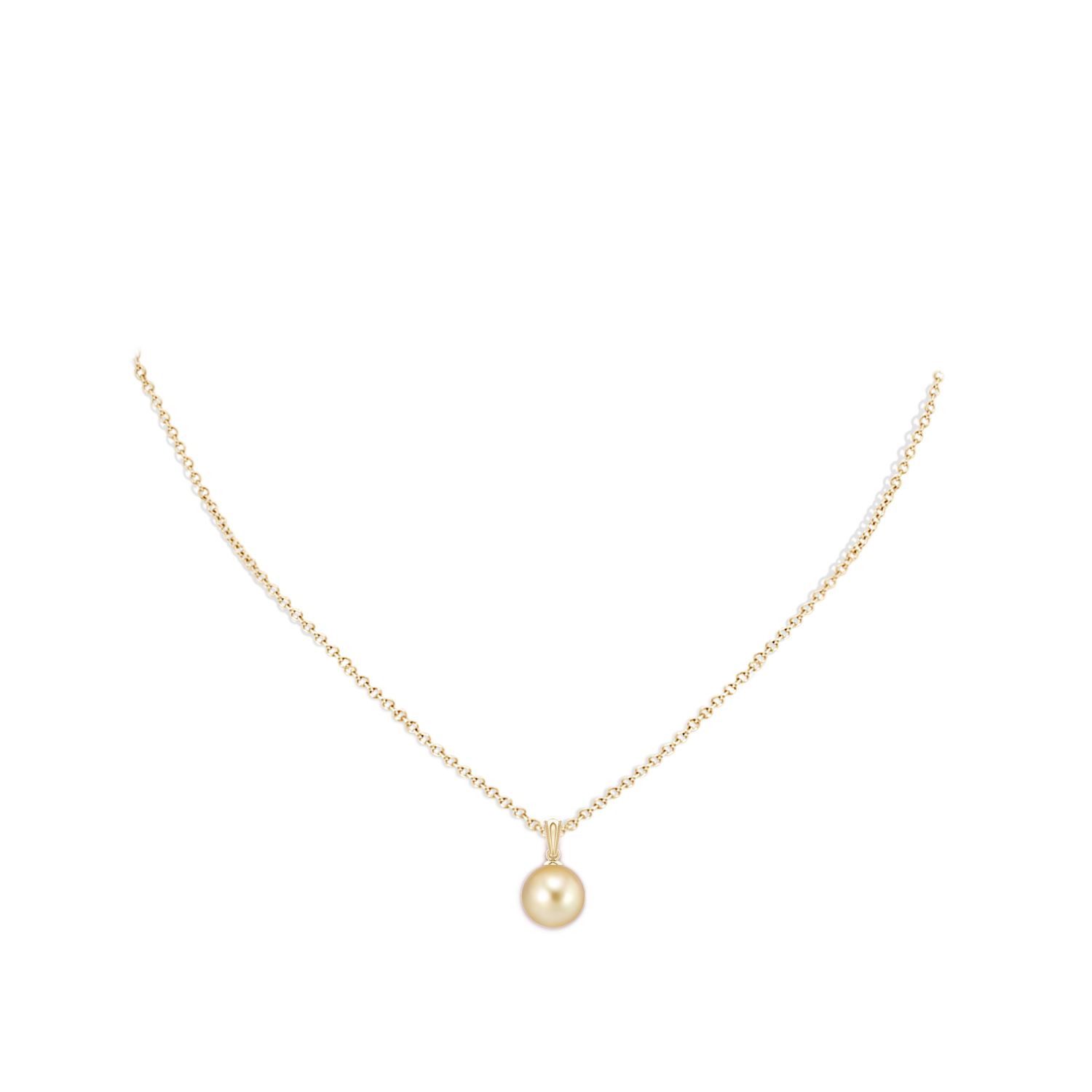 9mm AAAA Golden South Sea Pearl Ornate Bale Pendant in Yellow Gold - body_neck