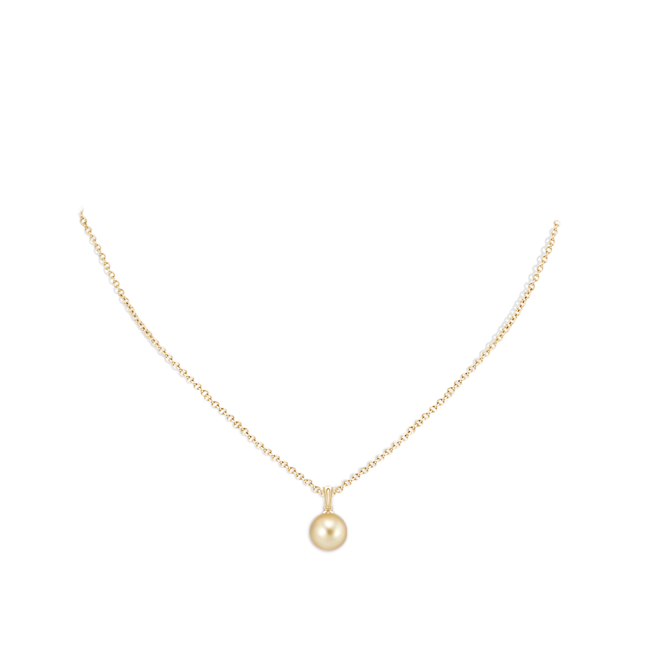 9mm AAAA Golden South Sea Pearl Ornate Bale Pendant in Yellow Gold pen