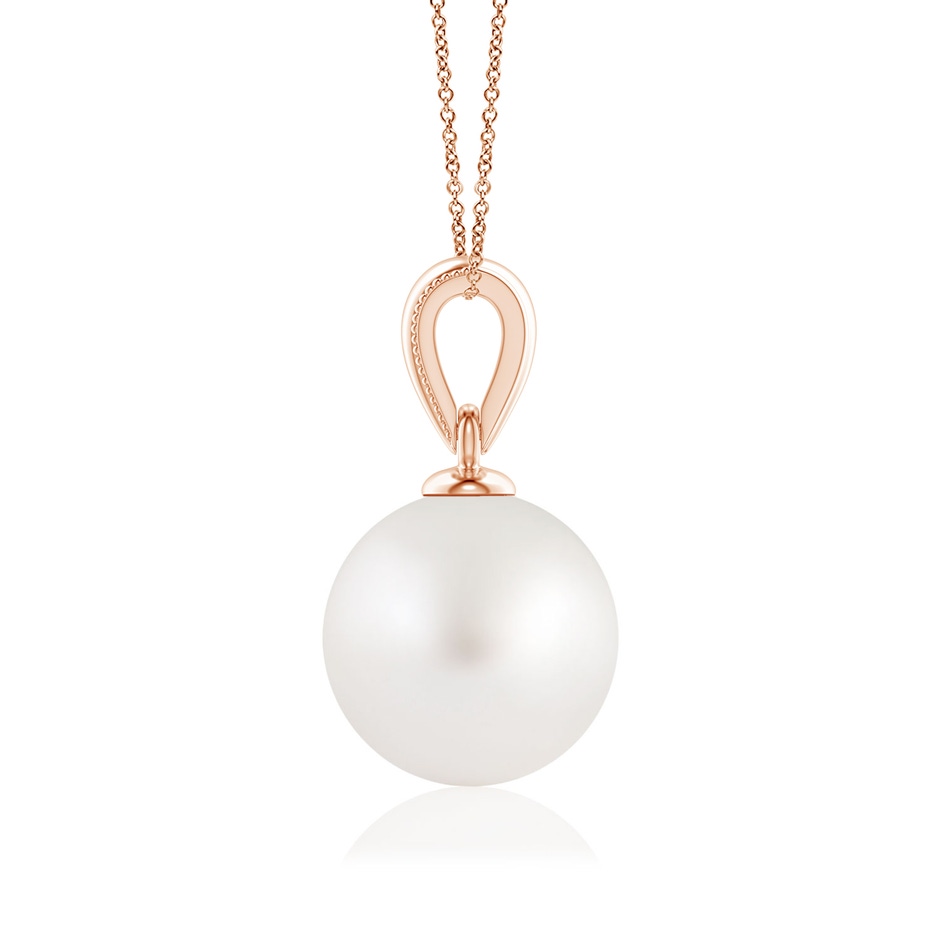 8mm AA South Sea Pearl Pendant with Ornate Bale in Rose Gold side 1