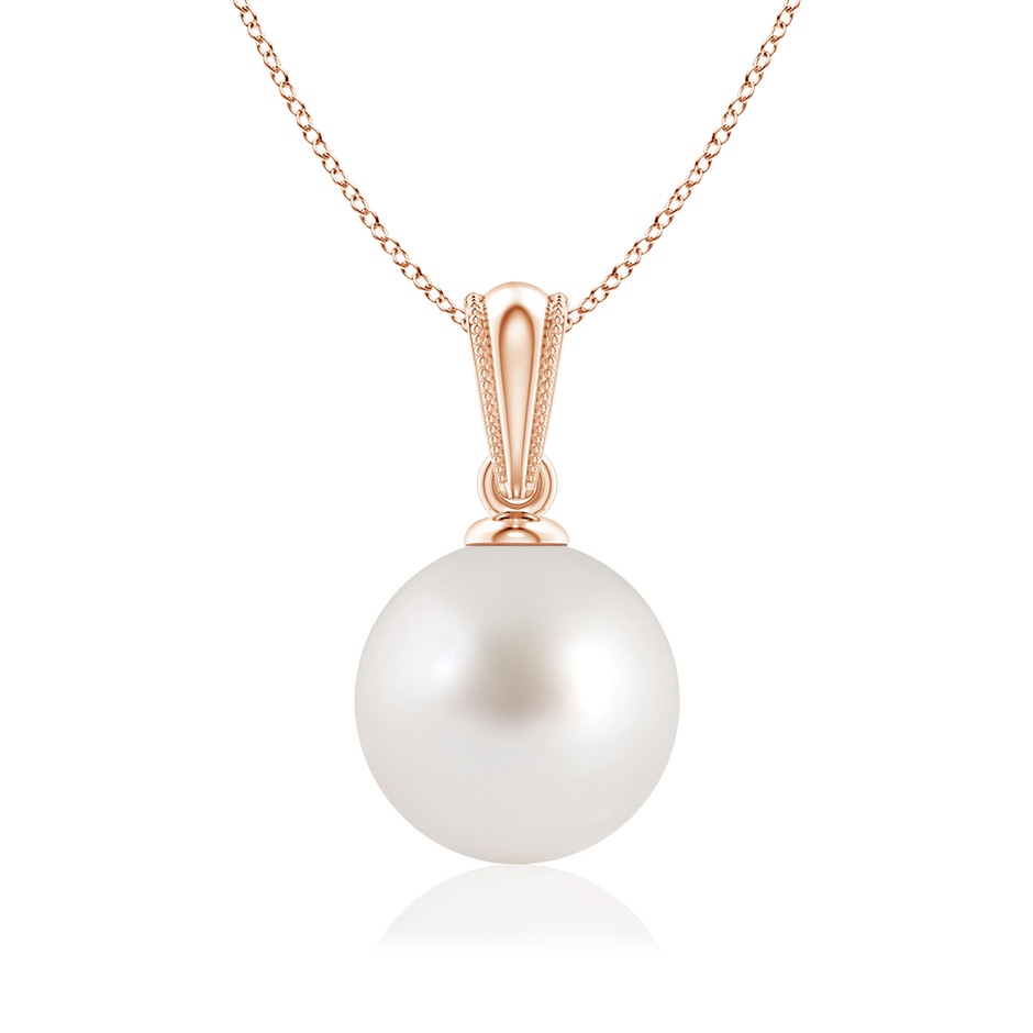 8mm AAA South Sea Pearl Pendant with Ornate Bale in Rose Gold 