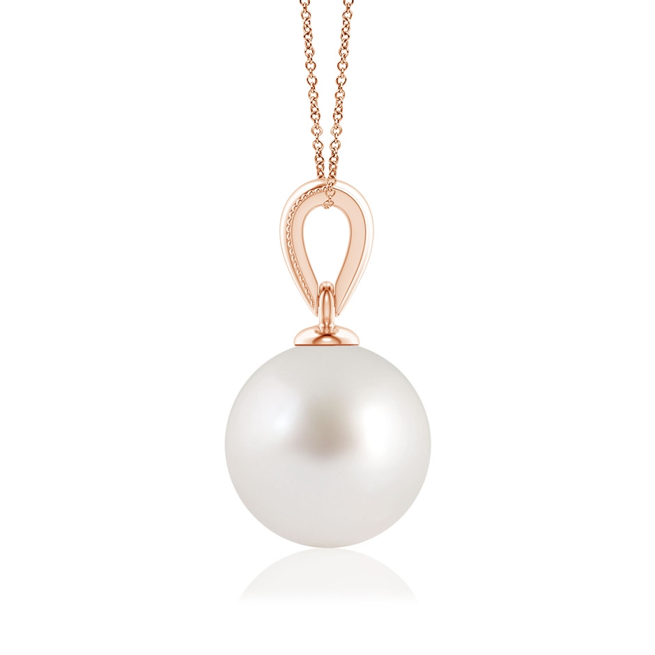 8mm AAA South Sea Pearl Pendant with Ornate Bale in Rose Gold side 1