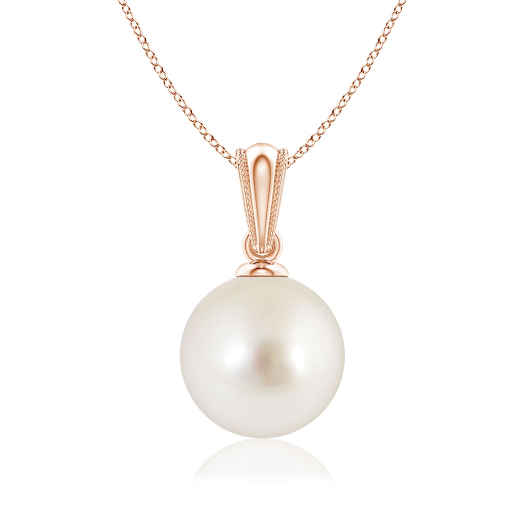 8mm AAAA South Sea Pearl Pendant with Ornate Bale in Rose Gold
