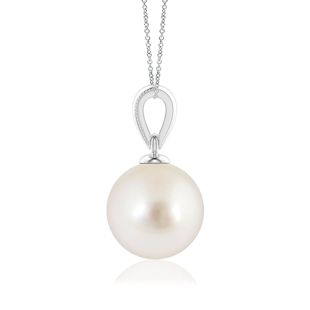 8mm AAAA South Sea Pearl Pendant with Ornate Bale in White Gold Side 1