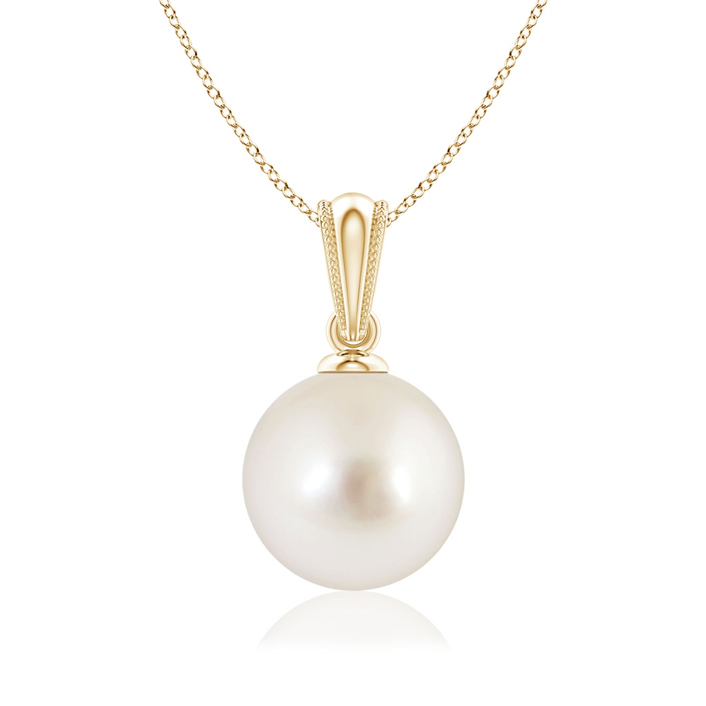 8mm AAAA South Sea Pearl Pendant with Ornate Bale in Yellow Gold