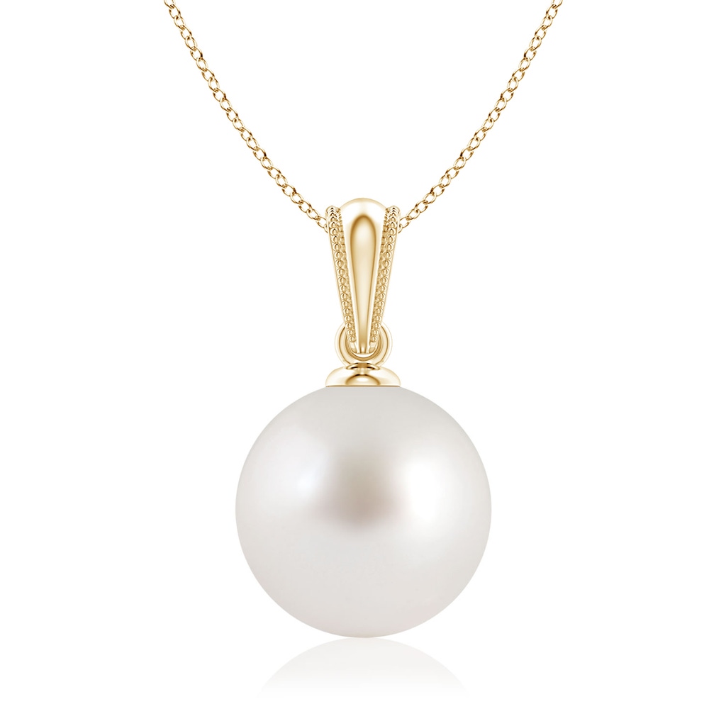 9mm AAA South Sea Pearl Pendant with Ornate Bale in 10K Yellow Gold