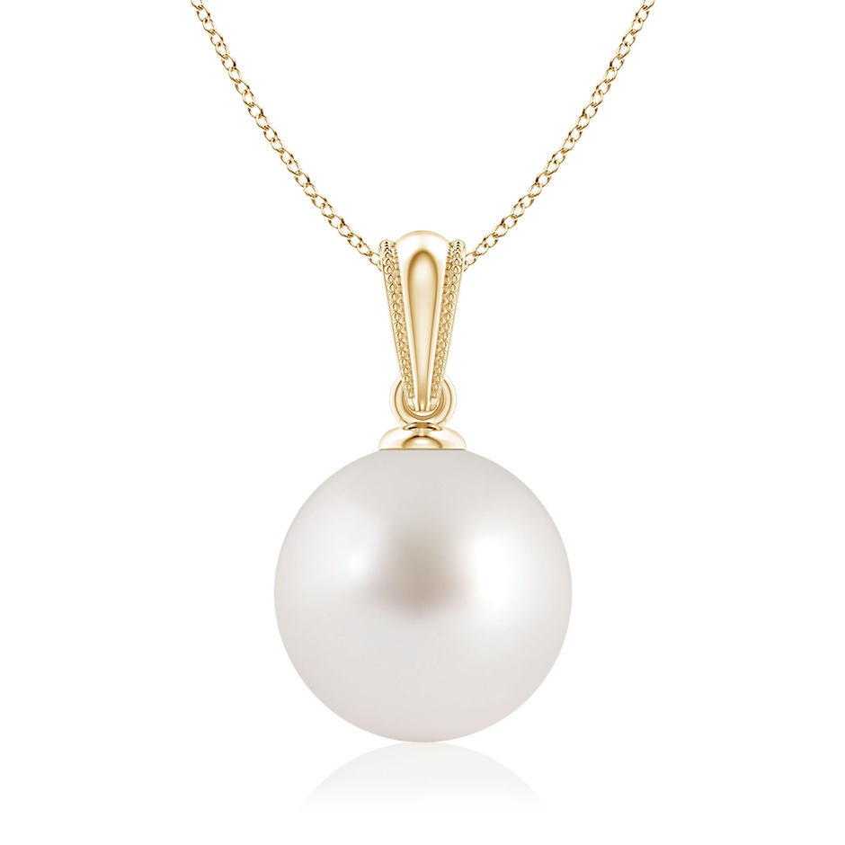 9mm AAA South Sea Pearl Pendant with Ornate Bale in 10K Yellow Gold 