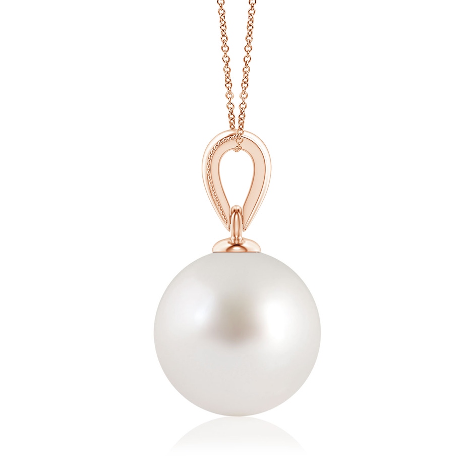 9mm AAA South Sea Pearl Pendant with Ornate Bale in Rose Gold side 1