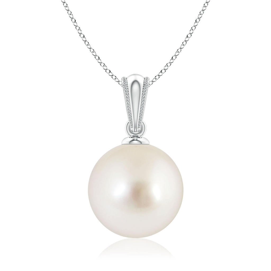 9mm AAAA South Sea Pearl Pendant with Ornate Bale in 9K White Gold 