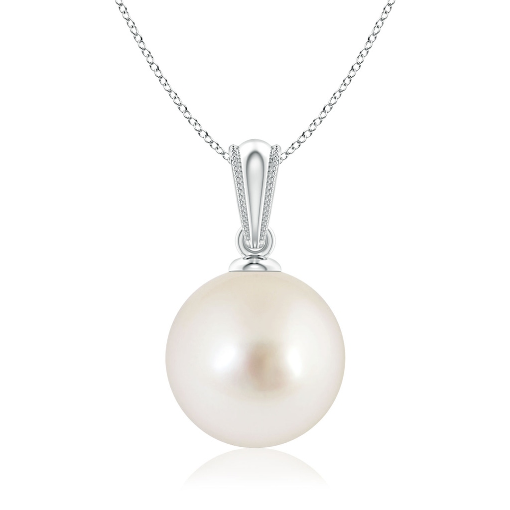 9mm AAAA South Sea Pearl Pendant with Ornate Bale in 9K White Gold