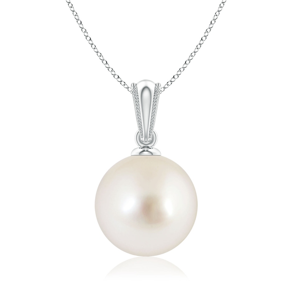 9mm AAAA South Sea Pearl Pendant with Ornate Bale in White Gold 