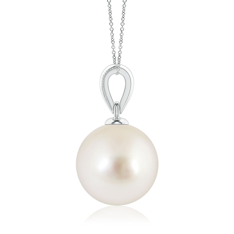 9mm AAAA South Sea Pearl Pendant with Ornate Bale in White Gold side 1