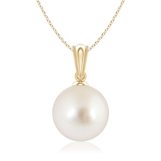 9mm AAAA South Sea Pearl Pendant with Ornate Bale in Yellow Gold