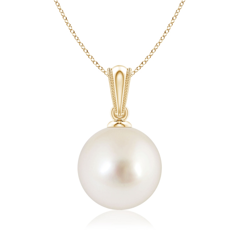 9mm AAAA South Sea Pearl Pendant with Ornate Bale in Yellow Gold 