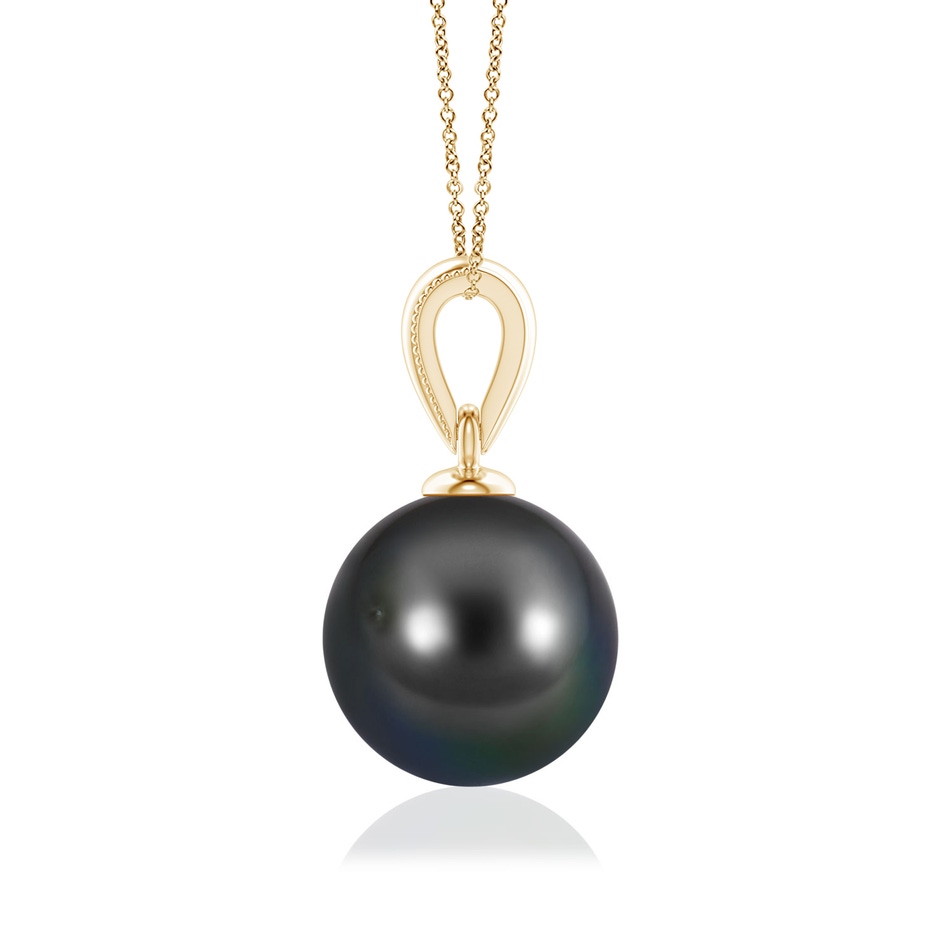 8mm AA Tahitian Pearl Pendant with Ornate Bale in Yellow Gold side 199