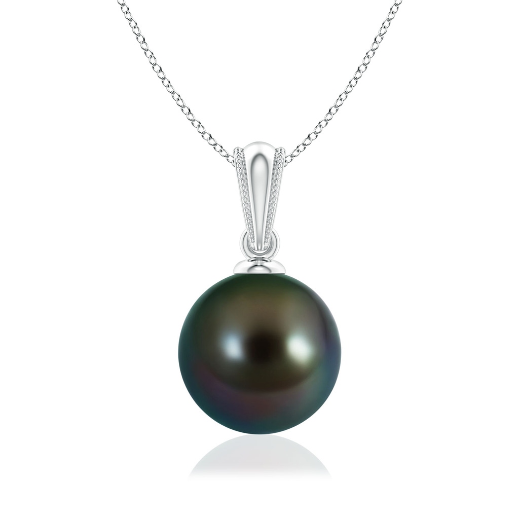 8mm AAAA Tahitian Pearl Pendant with Ornate Bale in P950 Platinum