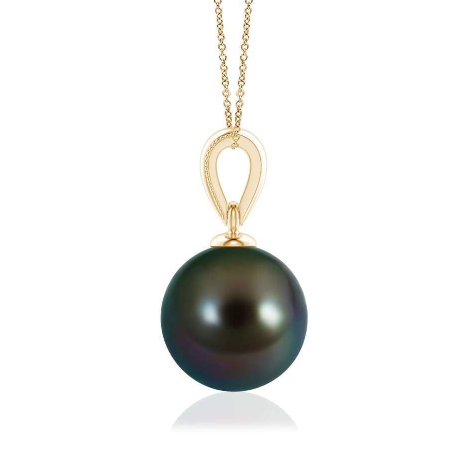 8mm AAAA Tahitian Pearl Pendant with Ornate Bale in Yellow Gold side 199