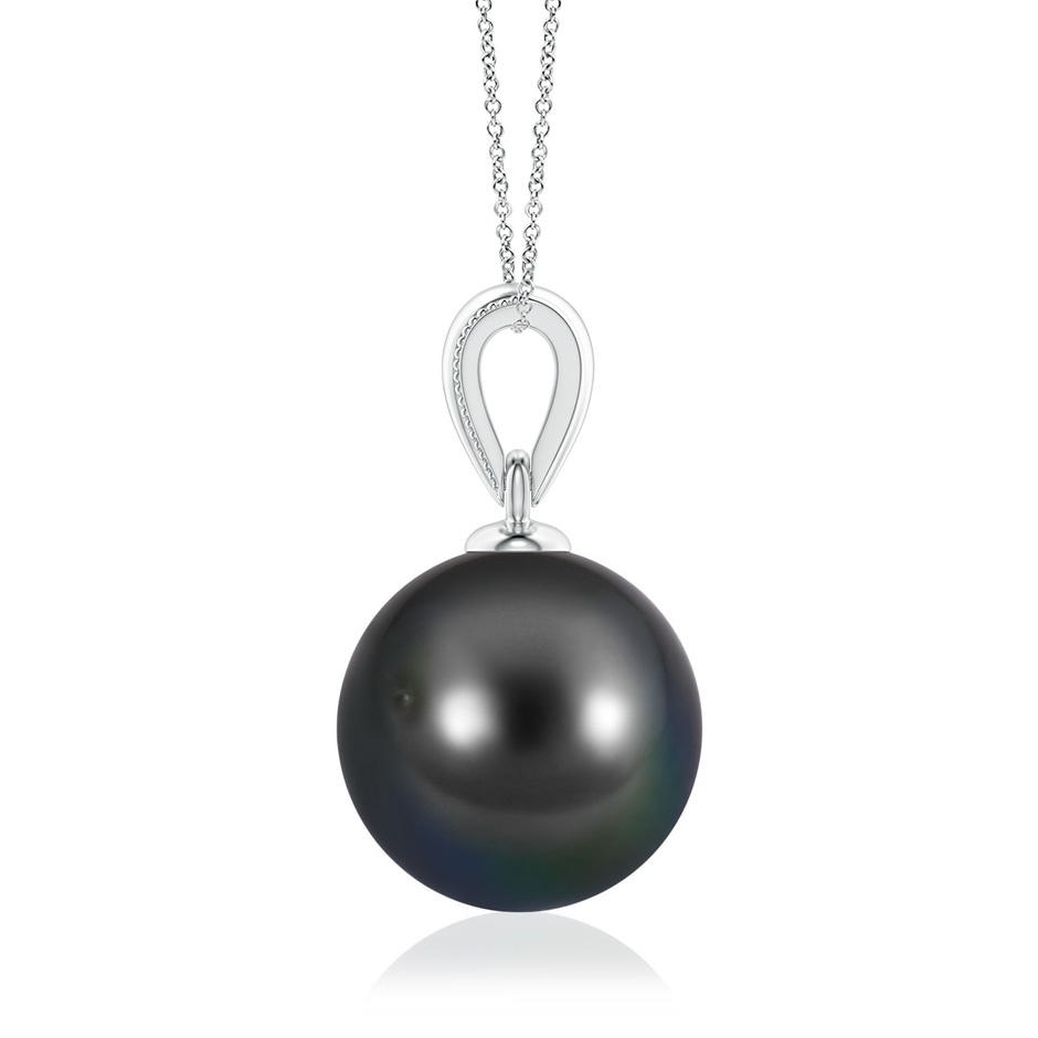 9mm AA Tahitian Pearl Pendant with Ornate Bale in 18K White Gold side 199