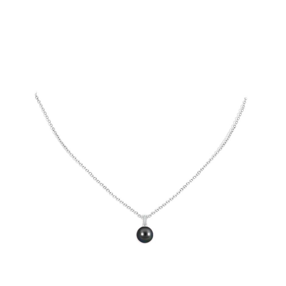 9mm AA Tahitian Pearl Pendant with Ornate Bale in 18K White Gold pen
