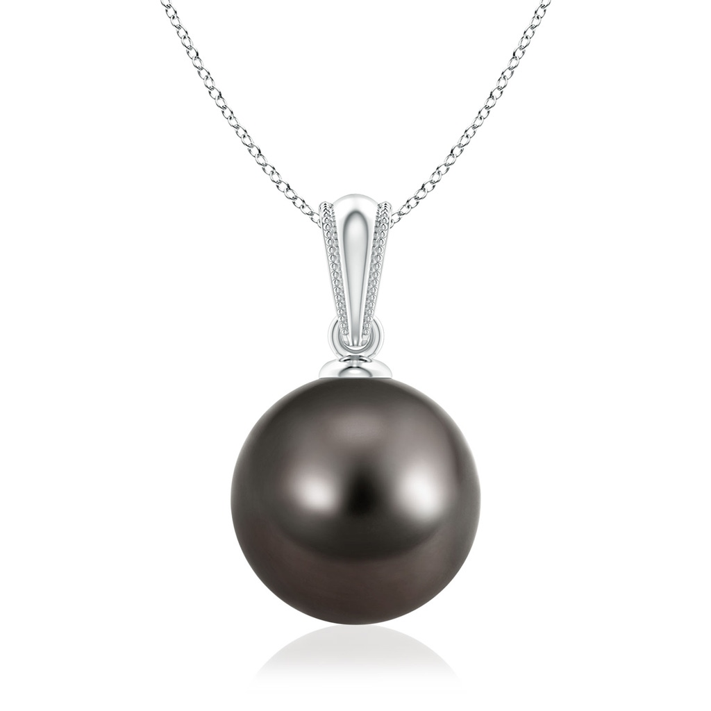 9mm AAA Tahitian Pearl Pendant with Ornate Bale in White Gold