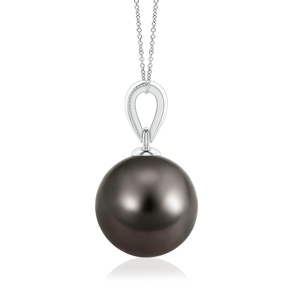 9mm AAA Tahitian Pearl Pendant with Ornate Bale in White Gold Side 1