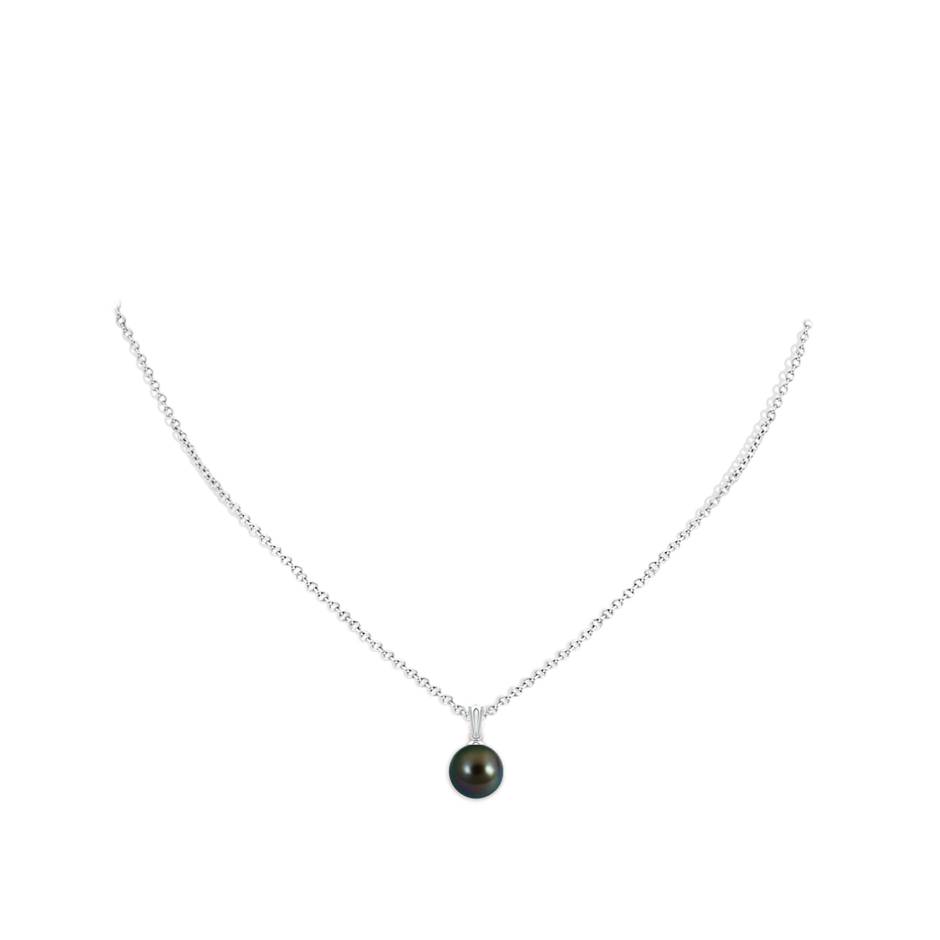 9mm AAAA Tahitian Pearl Pendant with Ornate Bale in 18K White Gold pen
