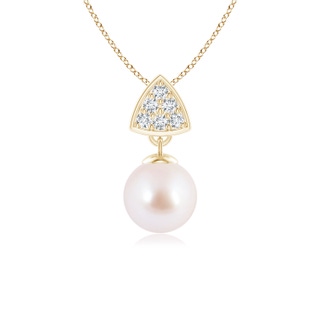 6mm AAA Japanese Akoya Pearl Pendant with Triangular Bale in Yellow Gold