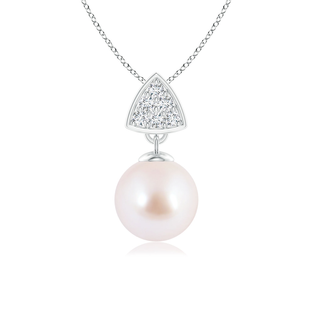 7mm AAA Japanese Akoya Pearl Pendant with Triangular Bale in White Gold