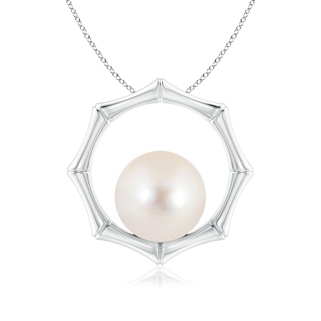 8mm AAAA Freshwater Pearl Bamboo Frame Pendant in P950 Platinum