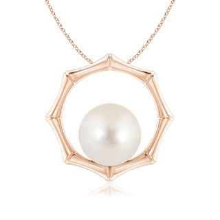 8mm AAAA Freshwater Pearl Bamboo Frame Pendant in Rose Gold