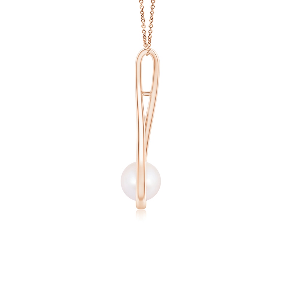 6mm AA Solitaire Japanese Akoya Pearl Cradle Pendant in Rose Gold side 1