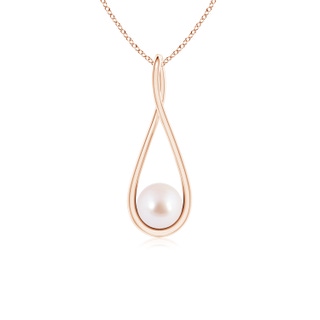 6mm AAA Solitaire Japanese Akoya Pearl Cradle Pendant in Rose Gold