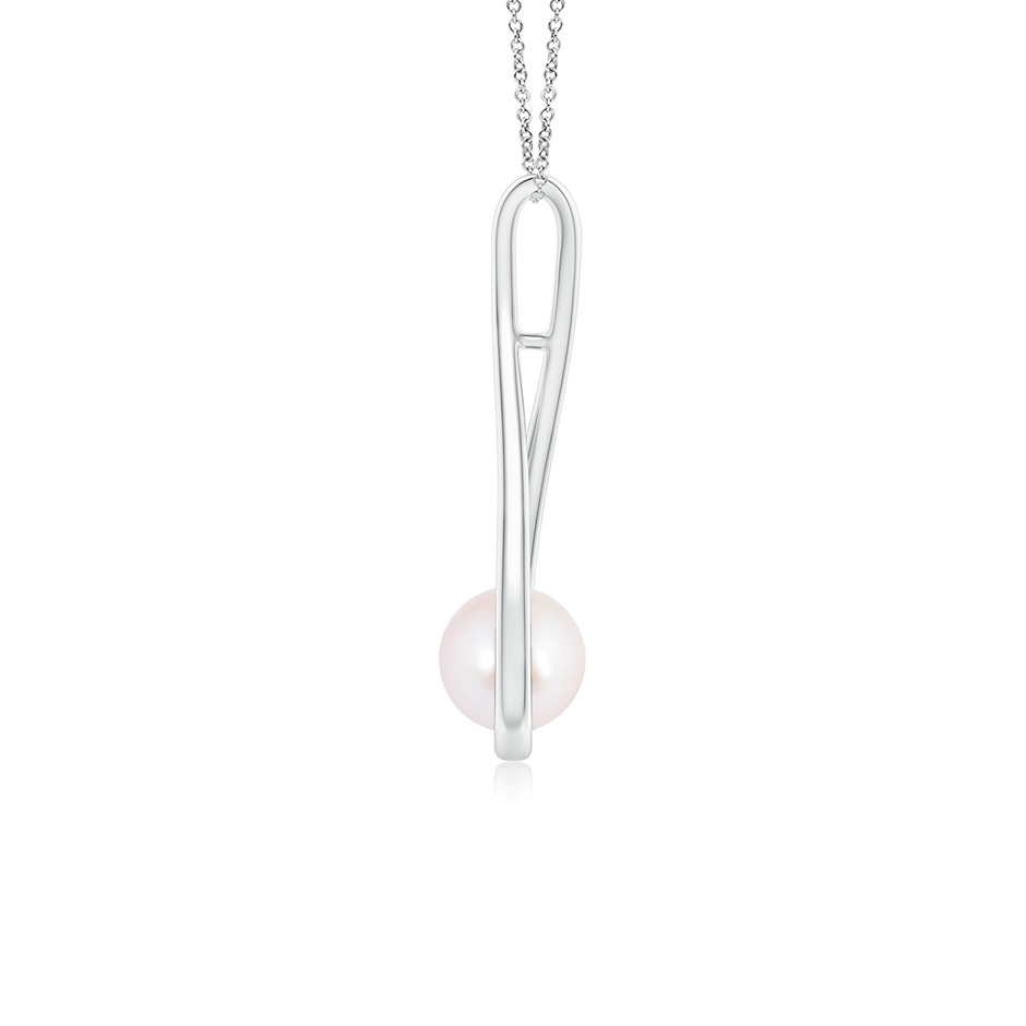 6mm AAA Solitaire Japanese Akoya Pearl Cradle Pendant in White Gold side 1