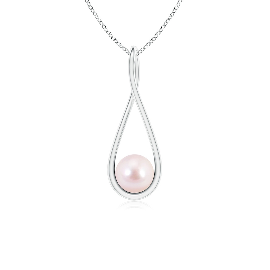 6mm AAAA Solitaire Japanese Akoya Pearl Cradle Pendant in White Gold 