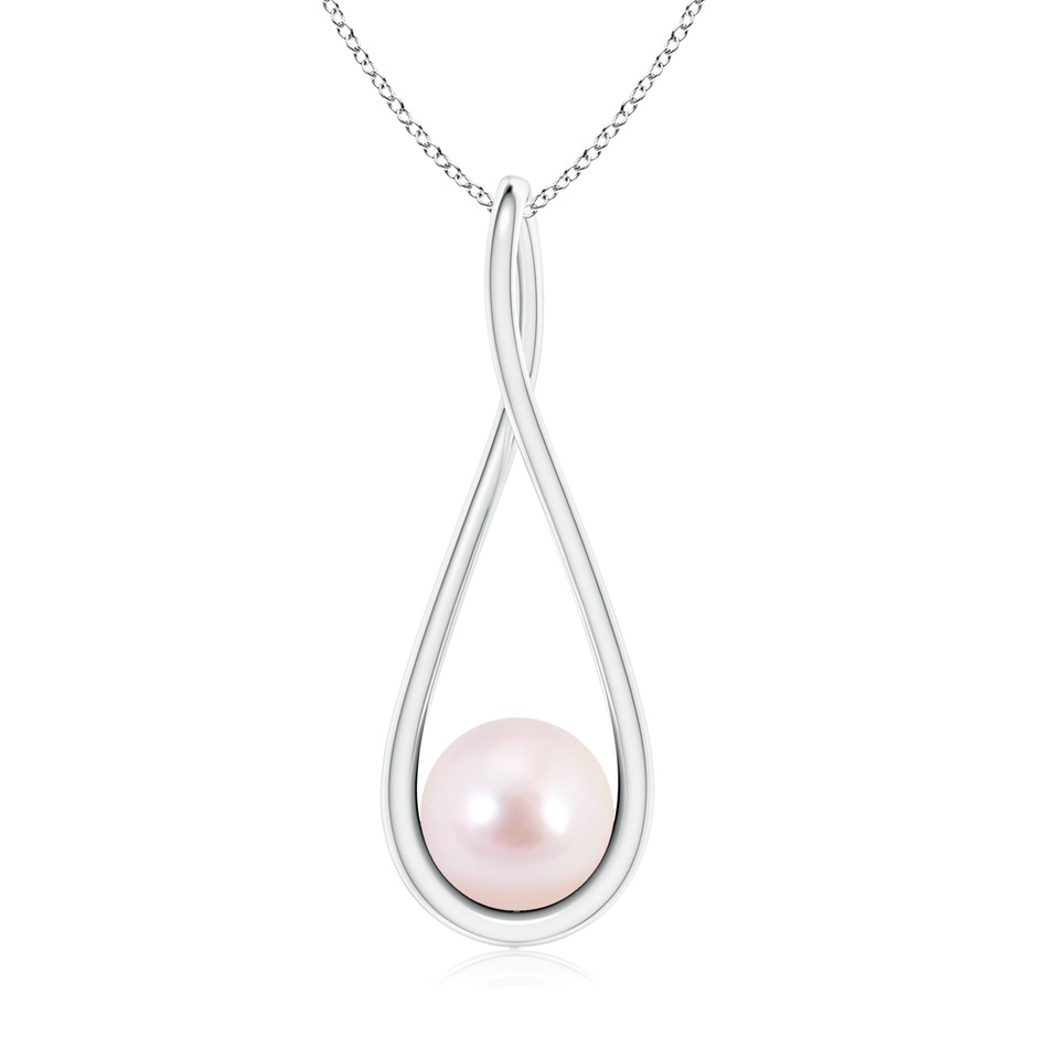 8mm AAAA Solitaire Japanese Akoya Pearl Cradle Pendant in P950 Platinum 