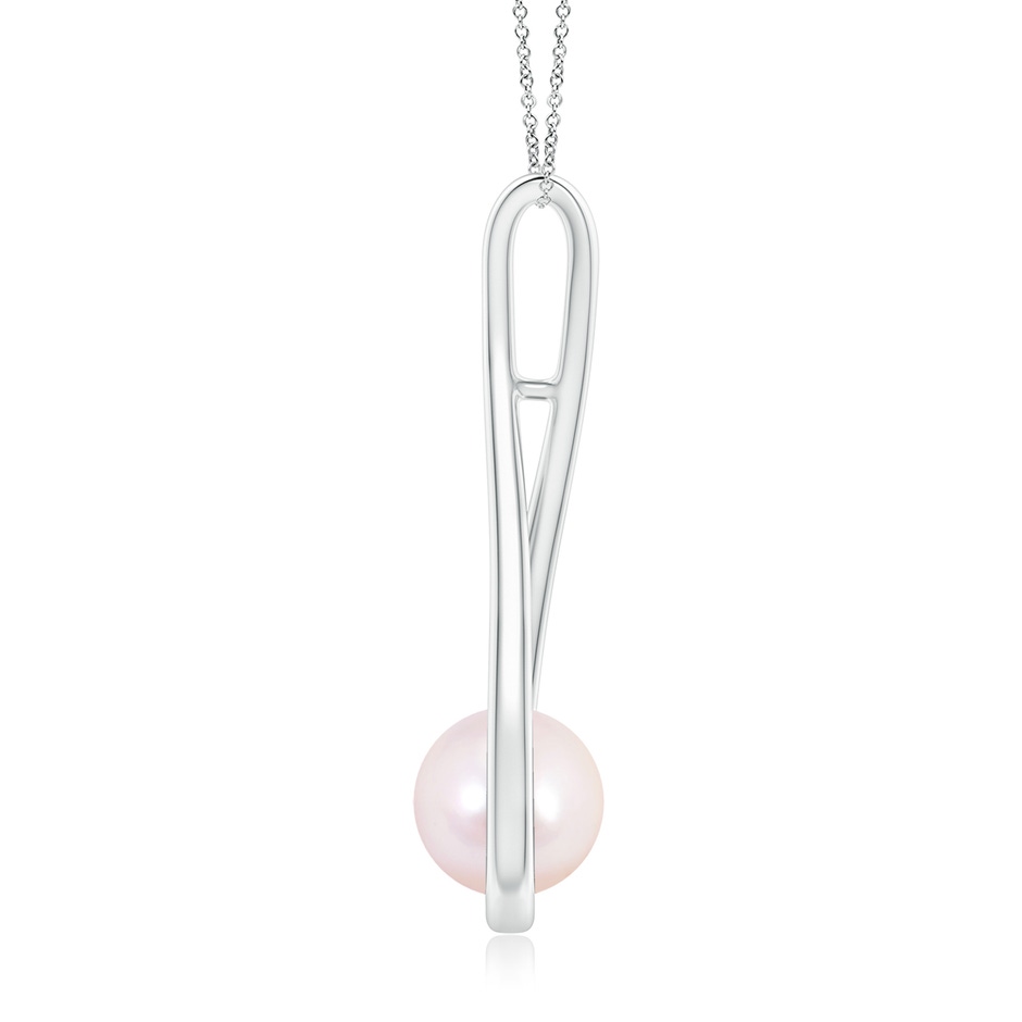 8mm AAAA Solitaire Japanese Akoya Pearl Cradle Pendant in P950 Platinum side 1