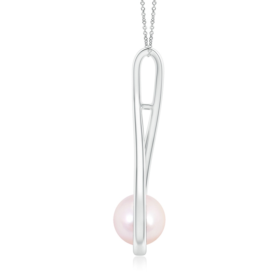 8mm AAAA Solitaire Japanese Akoya Pearl Cradle Pendant in White Gold side 1