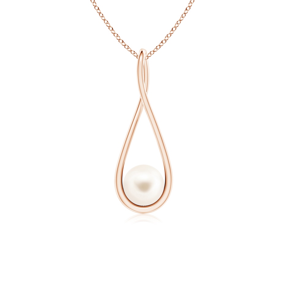 6mm AAA Solitaire Freshwater Pearl Cradle Pendant in Rose Gold 