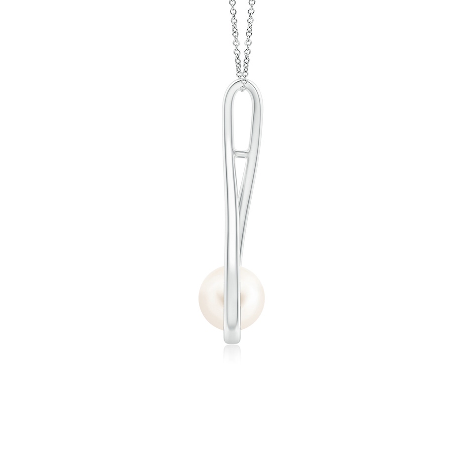 6mm AAA Solitaire Freshwater Pearl Cradle Pendant in White Gold side 1
