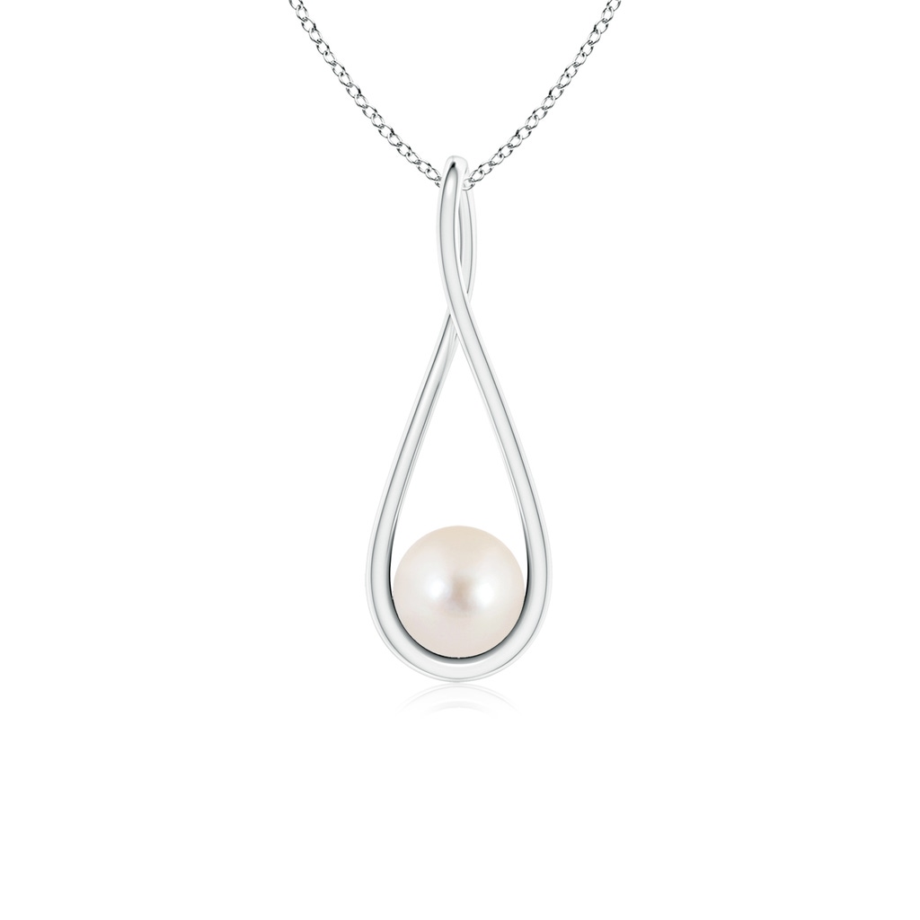 6mm AAAA Solitaire Freshwater Pearl Cradle Pendant in P950 Platinum