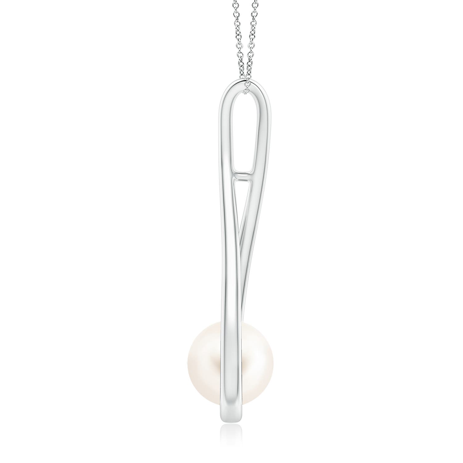 8mm AAA Solitaire Freshwater Pearl Cradle Pendant in White Gold