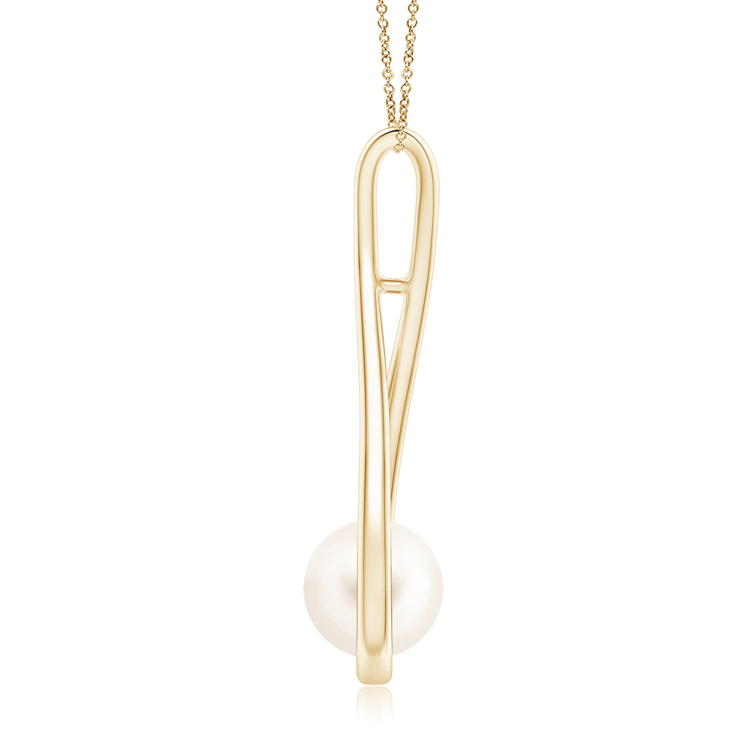 8mm AAA Solitaire Freshwater Pearl Cradle Pendant in Yellow Gold