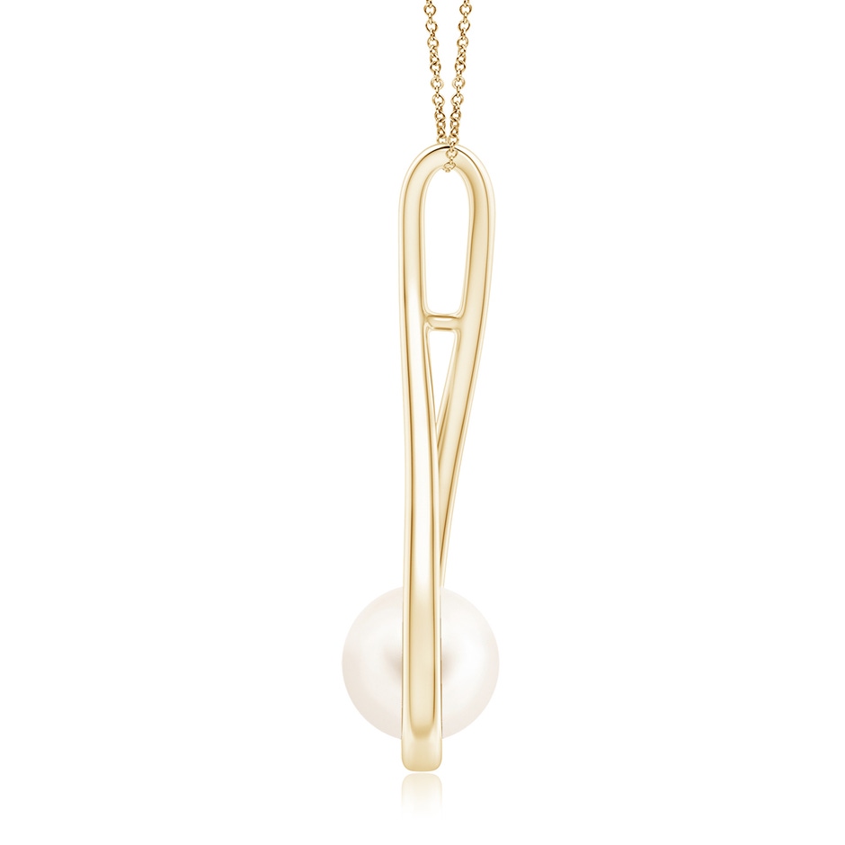 8mm AAA Solitaire Freshwater Pearl Cradle Pendant in Yellow Gold side 1