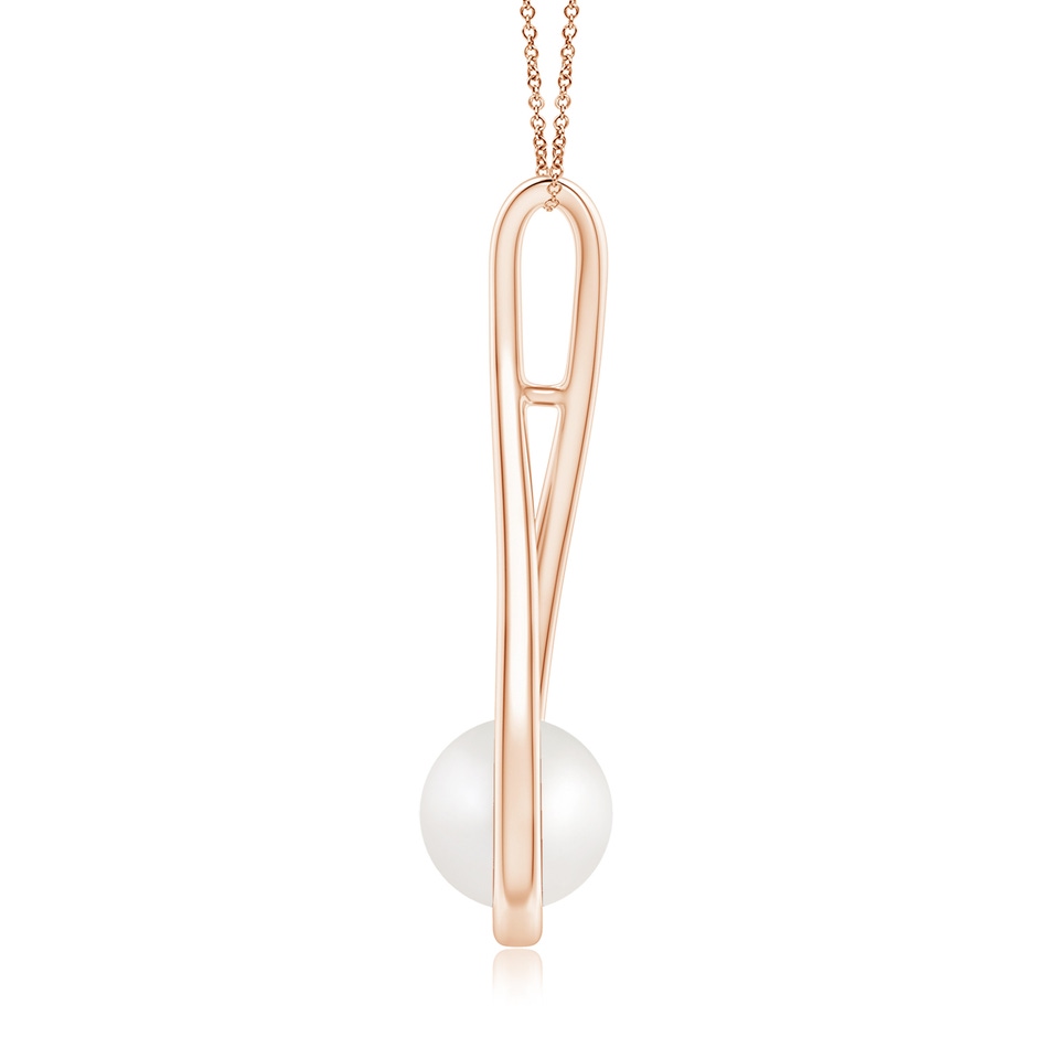 8mm AA Solitaire South Sea Pearl Cradle Pendant in Rose Gold side 1